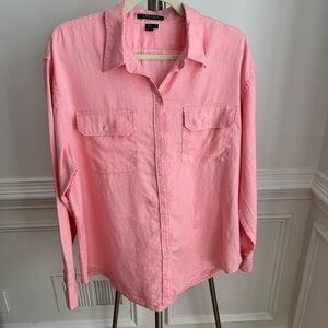 NEW Ralph Lauren Green Label Pink 100% Linen Button-Up Shirt Size XL